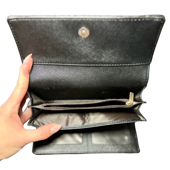 Coach Signature Canvas Black Long Snap Wallet - Picture 8 of 10